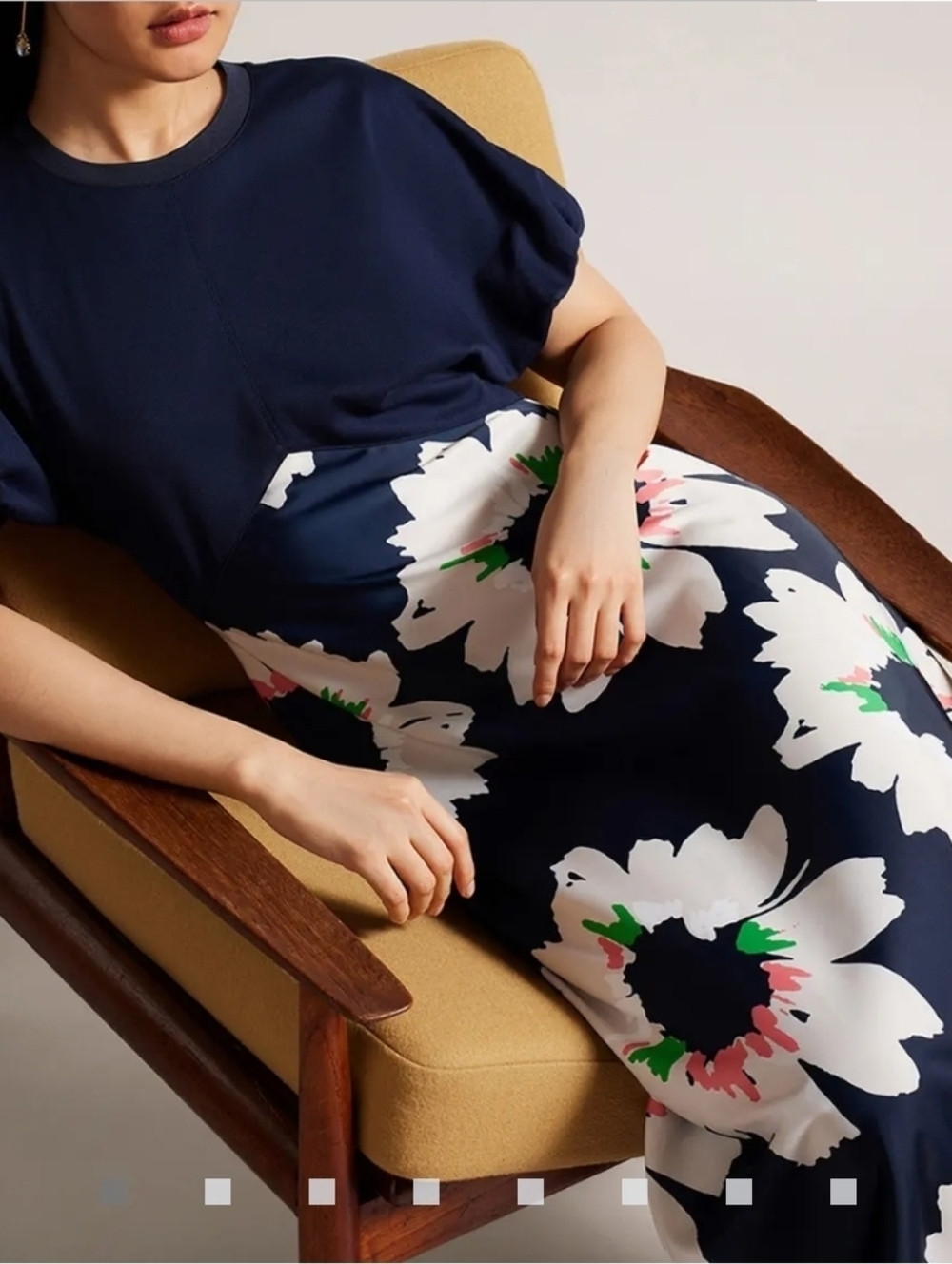 Ted Baker Navy Daysiah Ponte Top With Midi Skirt Dress